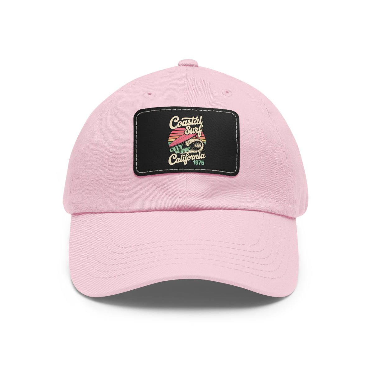 Coastal Surf Hat California Cap Gift For Surfers Hat Leather Patch Hat Pink Beach Hat Gift For Travelers Summer Travel Hat Retro Gift