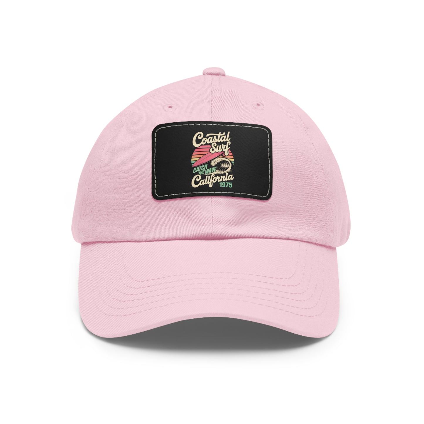 Coastal Surf Hat California Cap Gift For Surfers Hat Leather Patch Hat Pink Beach Hat Gift For Travelers Summer Travel Hat Retro Gift