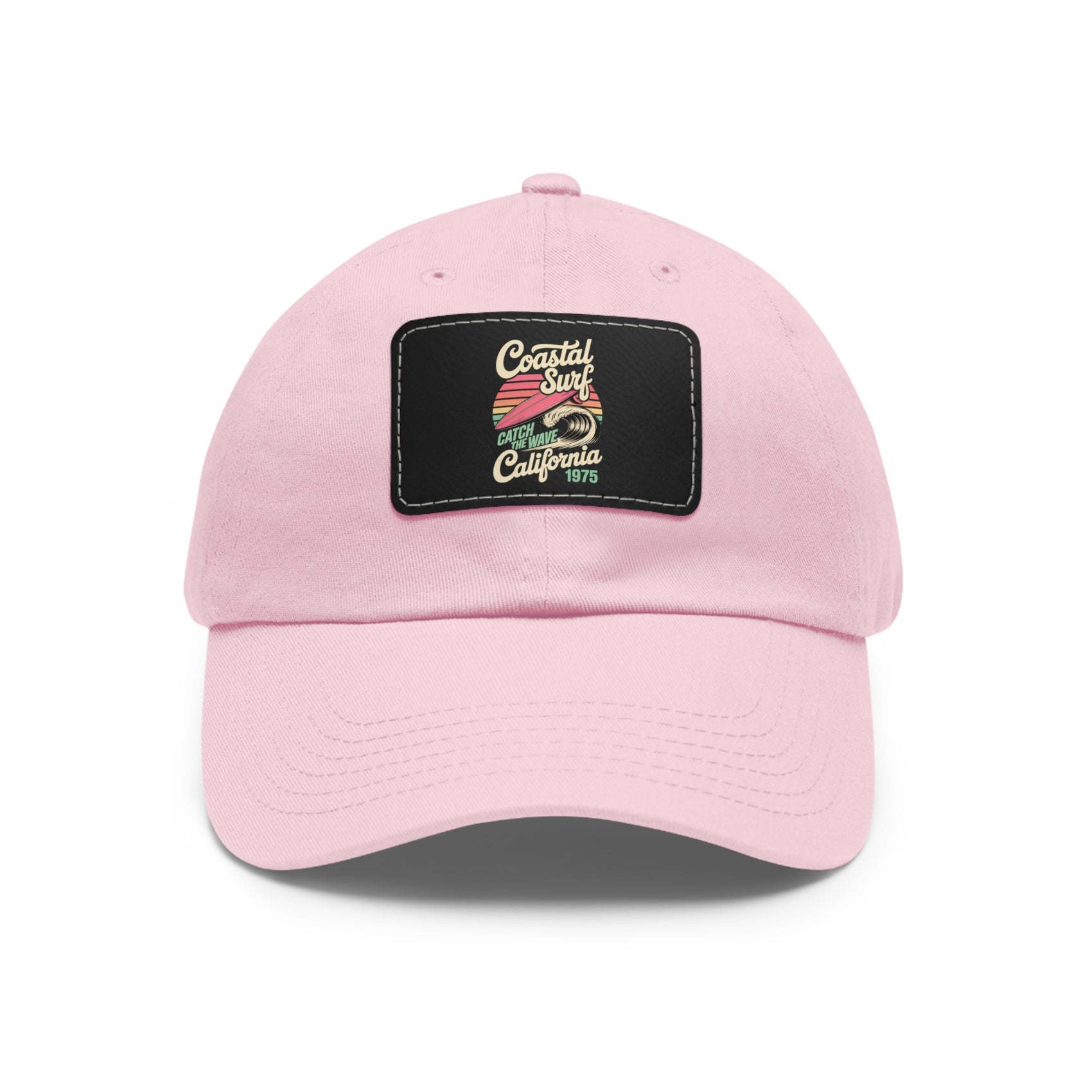 Coastal Surf Hat California Cap Gift For Surfers Hat Leather Patch Hat Pink Beach Hat Gift For Travelers Summer Travel Hat Retro Gift