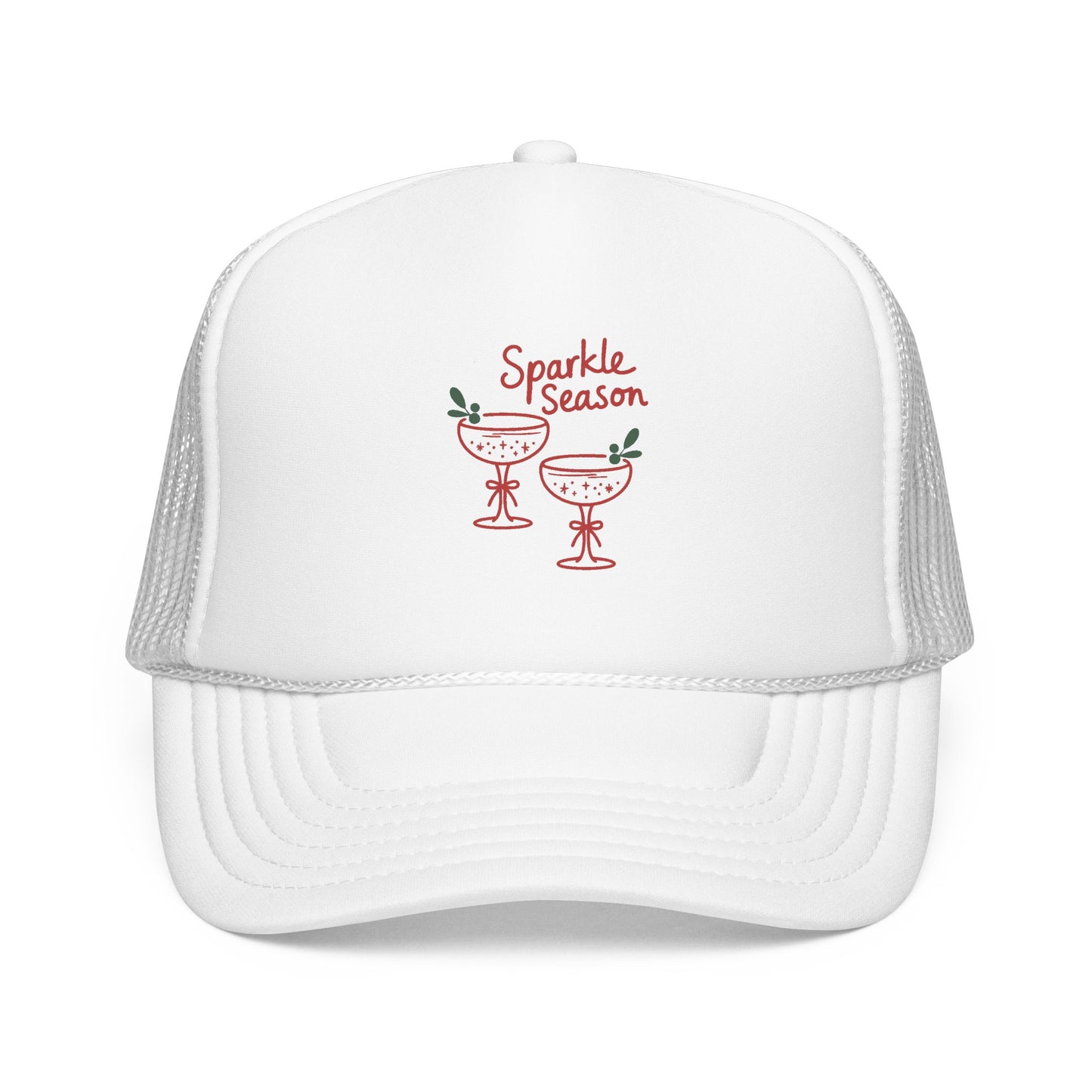 CHRISTMAS - Sparkle Season champagne glasses Foam Trucker Hat | festive holiday cocktail design