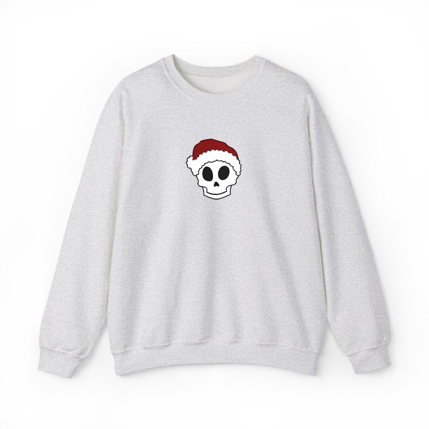 Embroidered Skull Christmas Sweatshirt For Her Goth Holiday Crewneck Gift For Best Friend Alt Winter Pullover For Him Spooky Santa Top Teen