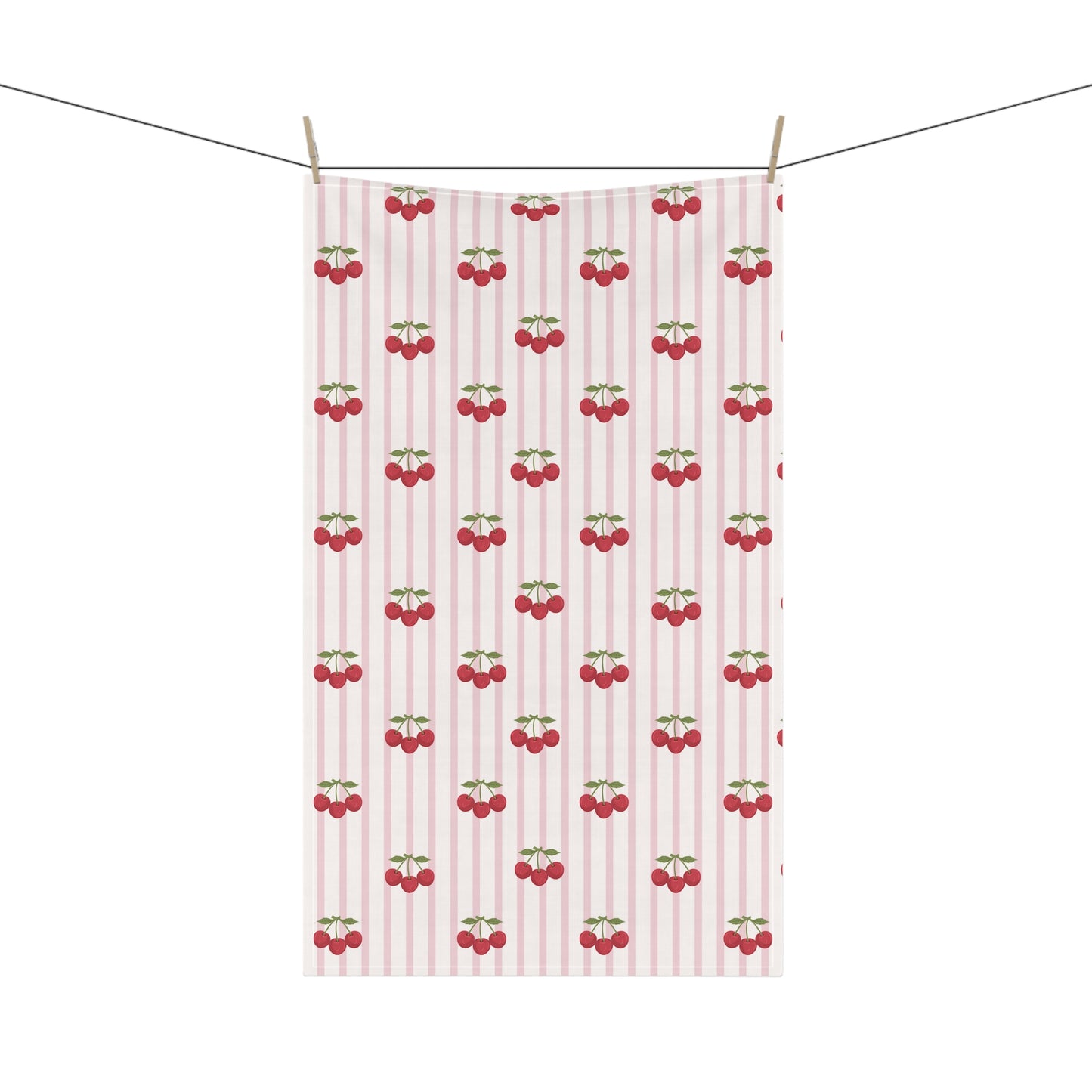 Striped Tea Towel Kitchen Towel Cherries Cherry Kitchen Towel Striped Dish Towel Pastel Kitchen Linen Cute Dish Towel Retro Cooking Gift
