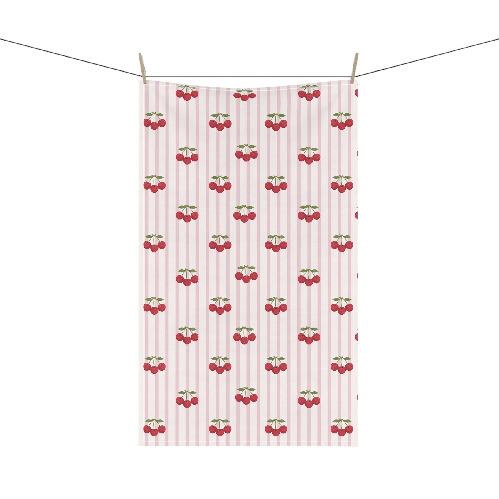 Striped Tea Towel Kitchen Towel Cherries Cherry Kitchen Towel Striped Dish Towel Pastel Kitchen Linen Cute Dish Towel Retro Cooking Gift
