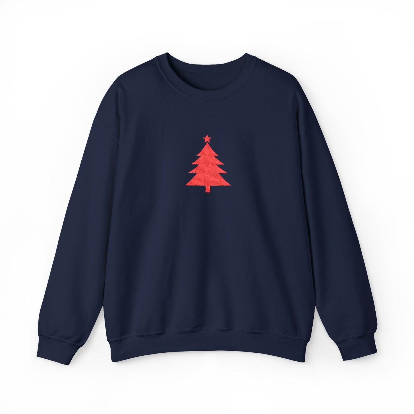 Minimal Christmas Tree Sweatshirt Embroidered Crewneck For Christmas Gift Holiday Pullover For Winter Outfit Seasonal Gift For Women Xmas