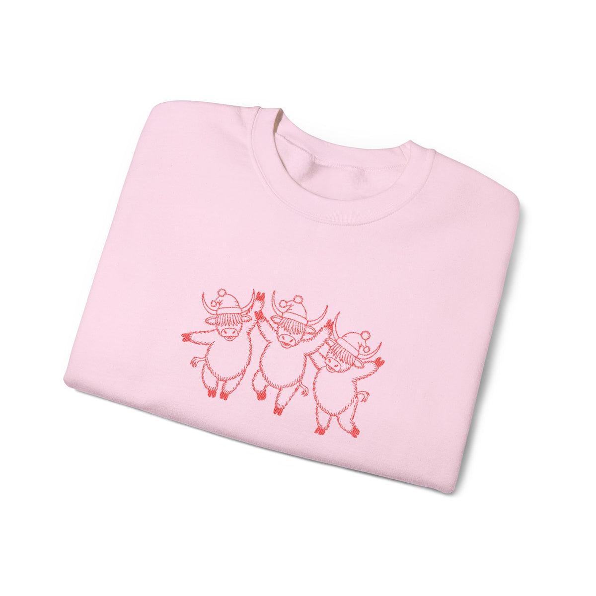 Dancing Highland Cow Christmas Sweatshirt Gift For Girlfriend Holiday Present For Mom Cute Festive Winter Pullover Top Seasonal Outfit Style