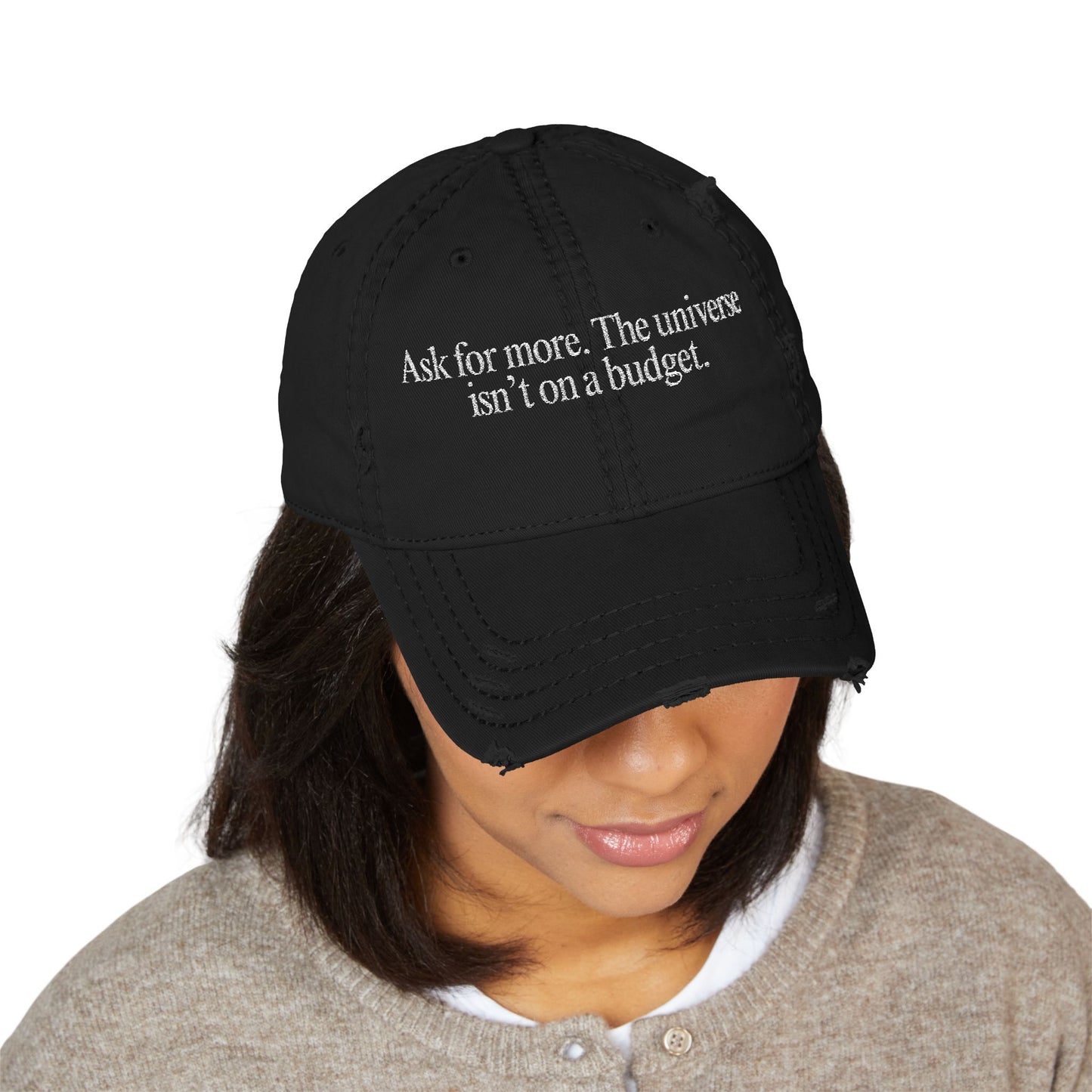 Motivational Embroidered Hat Inspirational Quote Cap Gift For Friend Hat Minimalist Streetwear Outfit Distressed Cap Self Growth Gift Idea
