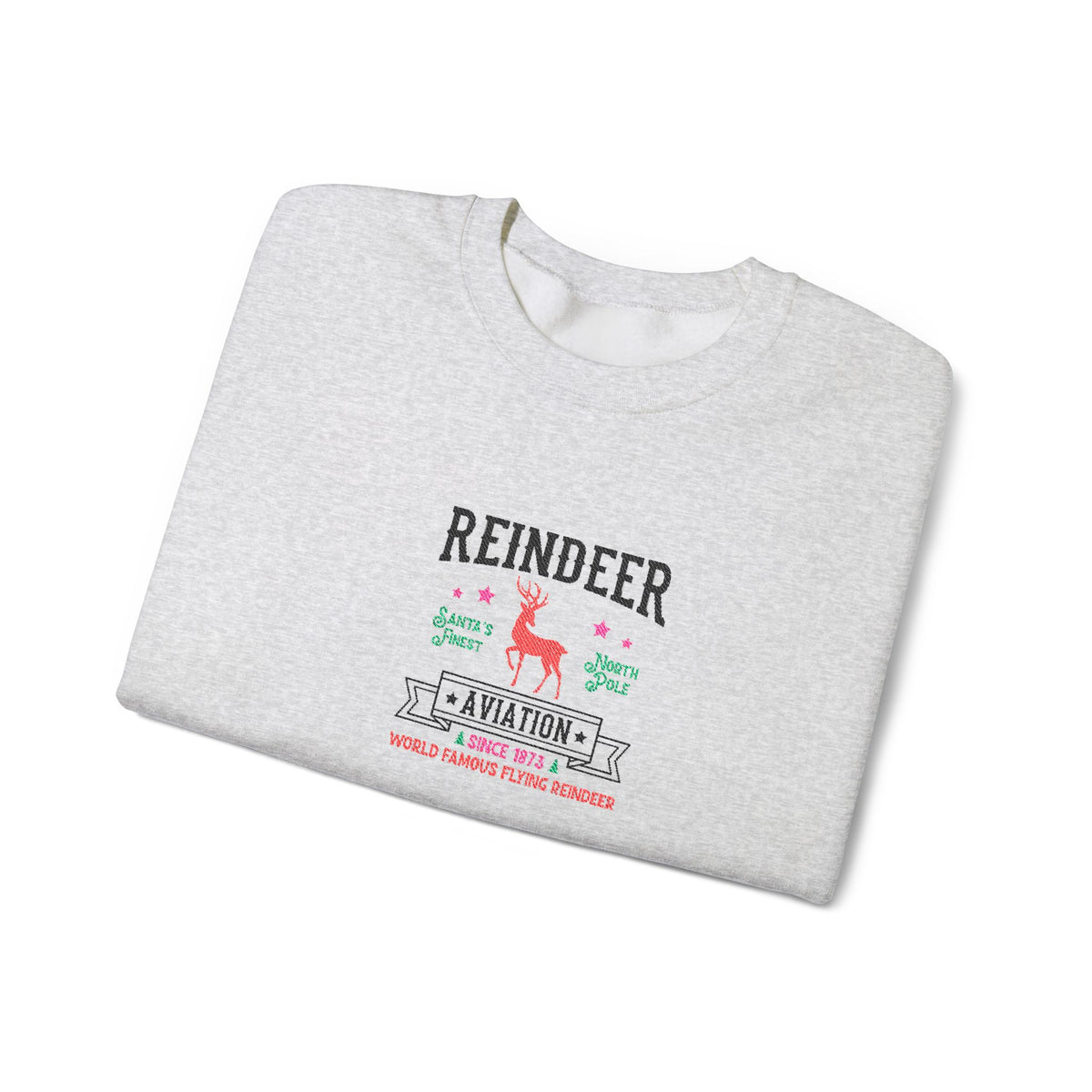 Vintage Reindeer Sweatshirt Retro Christmas Crewneck Embroidered Holiday Pullover North Pole Winter Gift For Her Cozy Seasonal Jumper Xmas