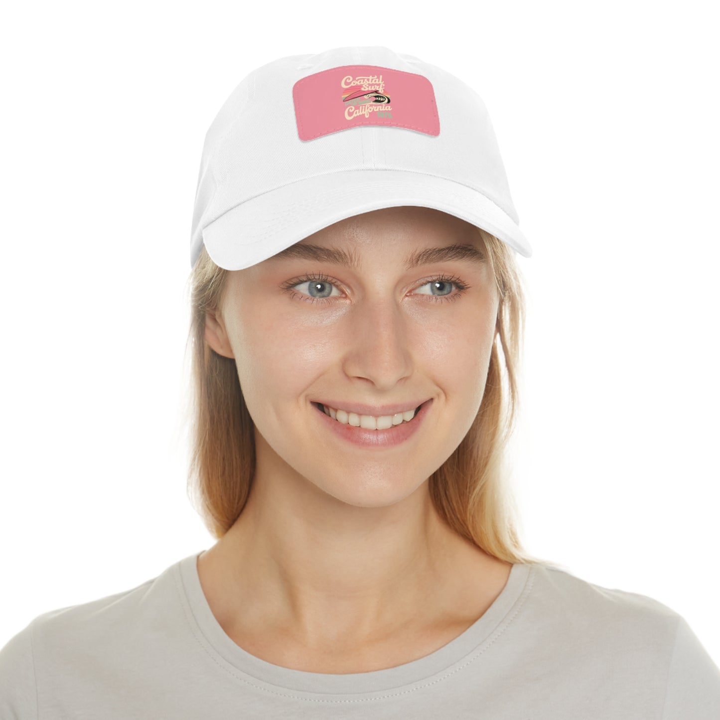 Coastal Surf Hat California Cap Gift For Surfers Hat Leather Patch Hat Pink Beach Hat Gift For Travelers Summer Travel Hat Retro Gift