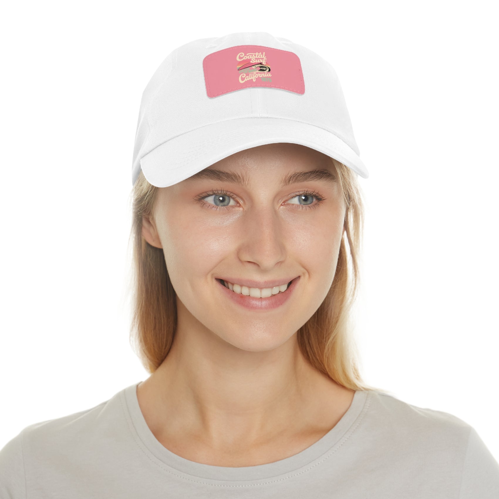 Coastal Surf Hat California Cap Gift For Surfers Hat Leather Patch Hat Pink Beach Hat Gift For Travelers Summer Travel Hat Retro Gift