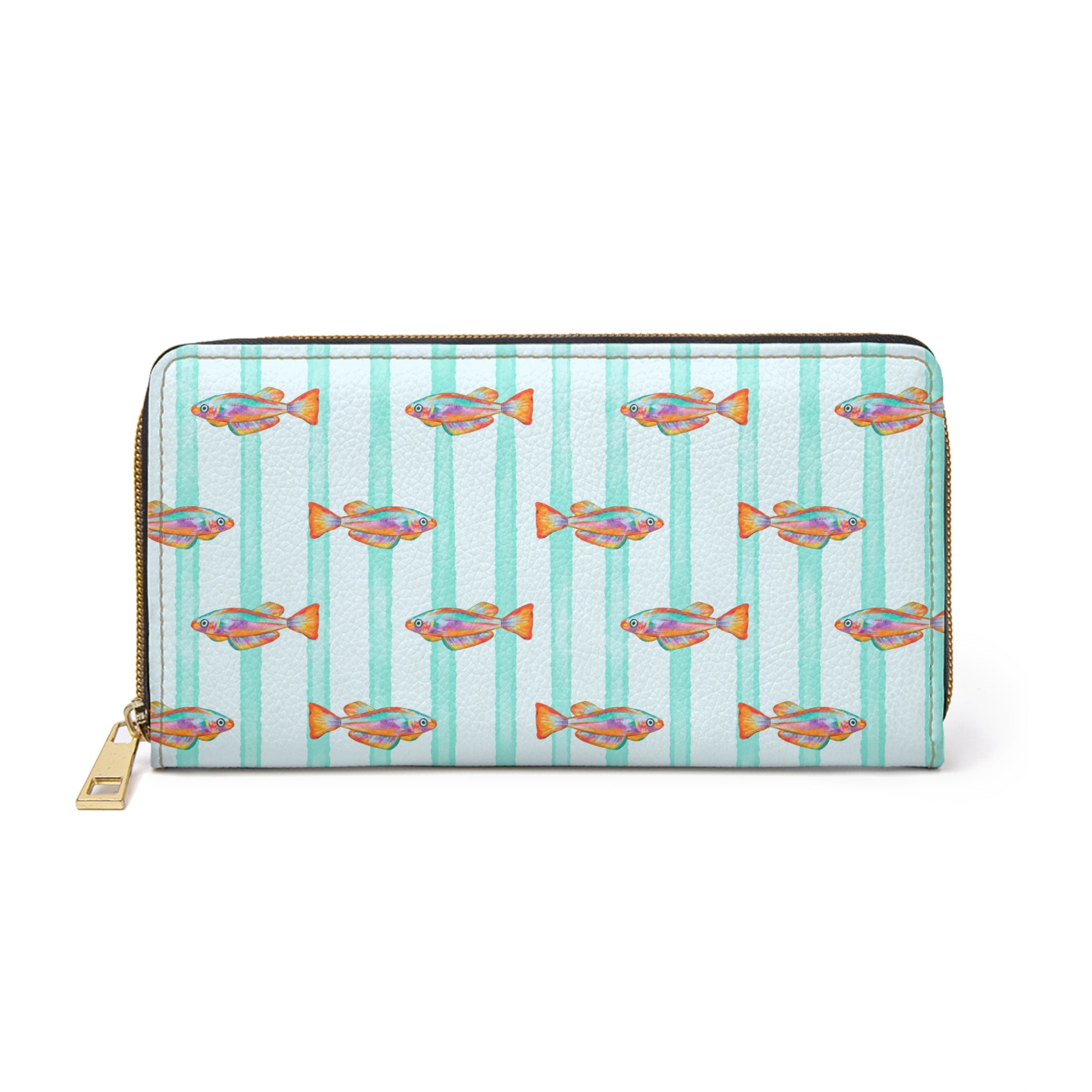 Cute Fish Purse For Summer Coastal Wallet for Beach Lover Gift Ocean Inspired Organizer Fish Print Zip Purse Travel Gift for Summer Vacation
