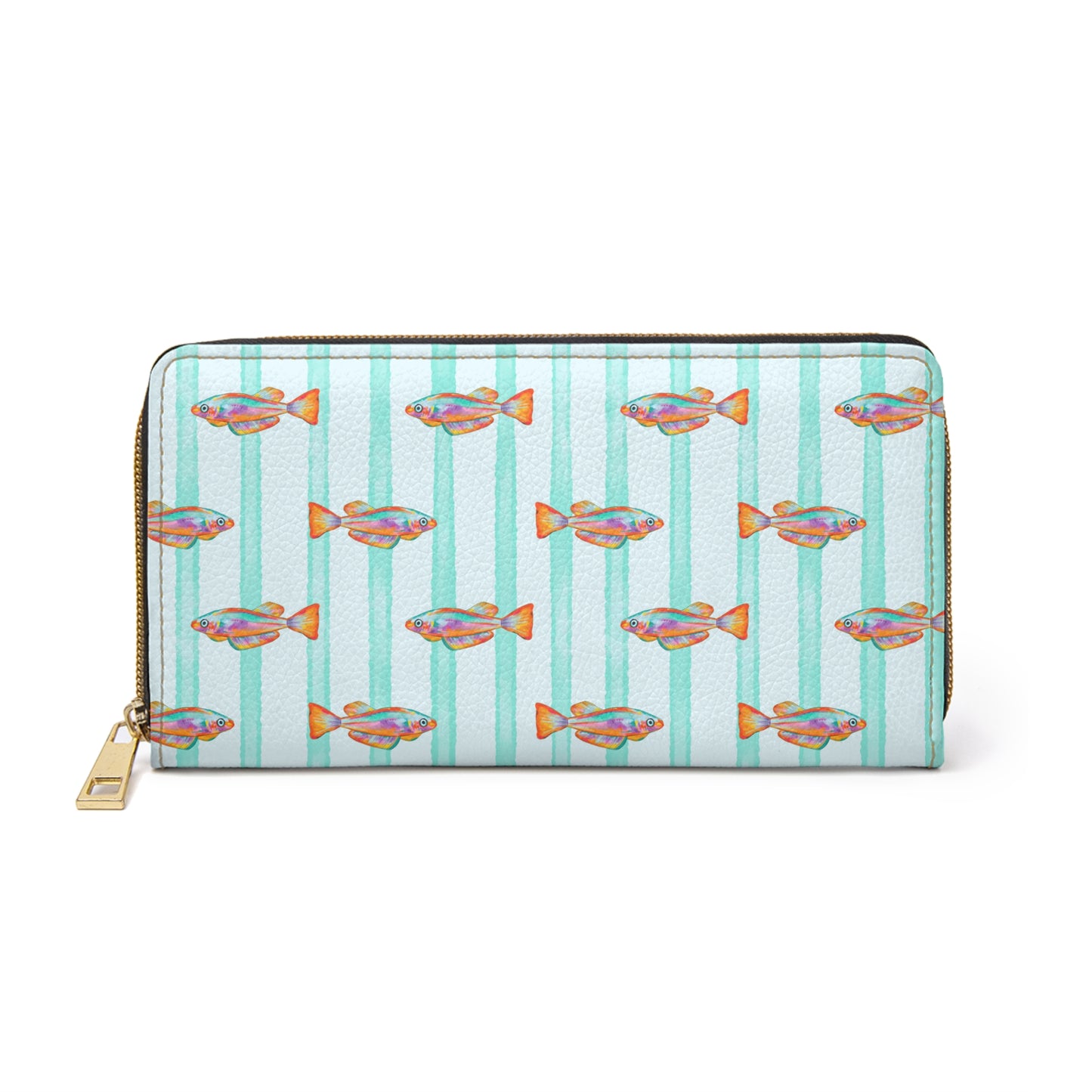 Cute Fish Purse For Summer Coastal Wallet for Beach Lover Gift Ocean Inspired Organizer Fish Print Zip Purse Travel Gift for Summer Vacation