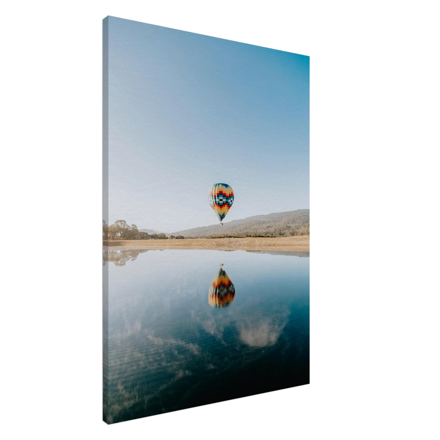 CANVAS - PD_ - Hot Air Balloon Over Serene Lake Canvas Print - Captivating Reflection Art for Your Home, Choose Your Size!