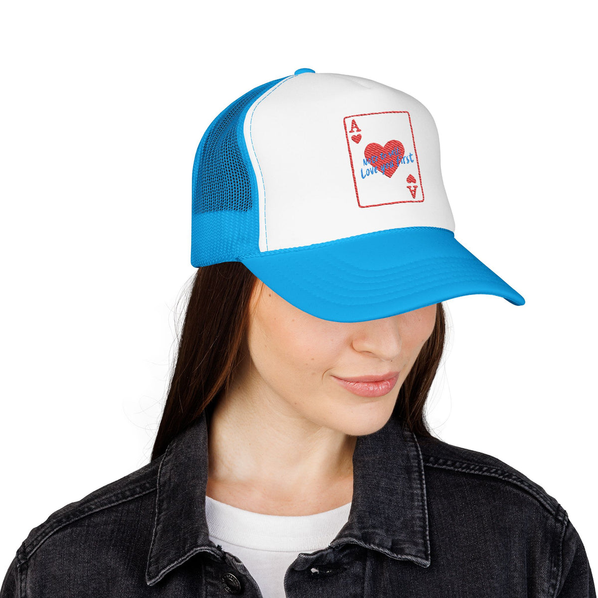 Self Love Trucker Hat Embroidered Ace Cap Womens Confidence Headwear Adjustable Foam Snapback Meaningful Birthday Present Positive Style