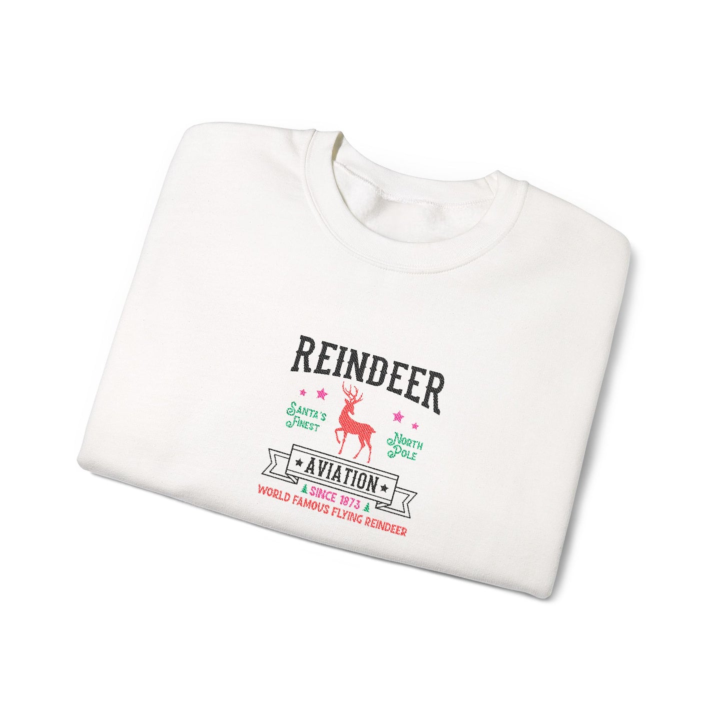 Vintage Reindeer Sweatshirt Retro Christmas Crewneck Embroidered Holiday Pullover North Pole Winter Gift For Her Cozy Seasonal Jumper Xmas