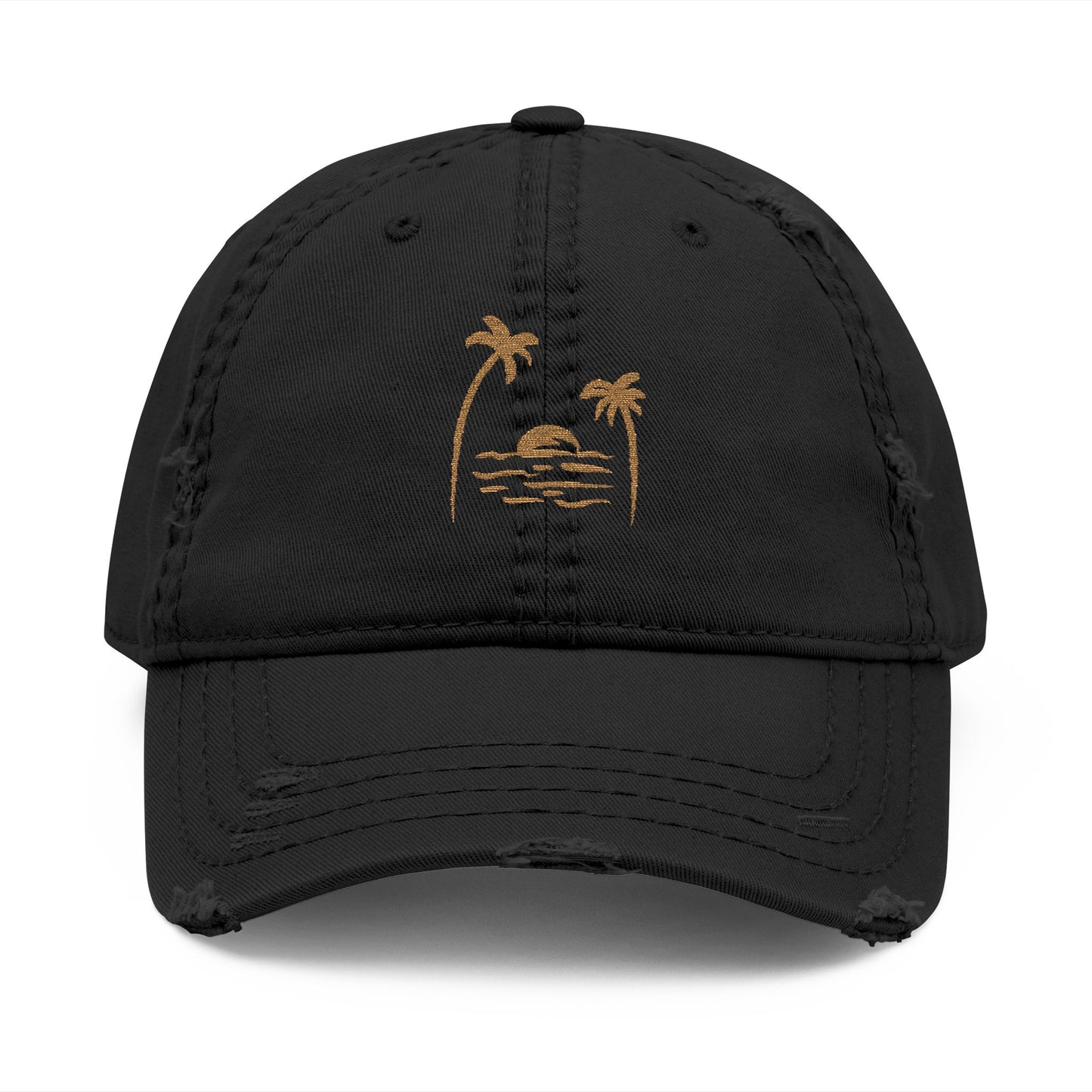 Palm Tree Hat Sunset Cap Beach Hat Coastal Dad Hat For Summer Travel Hat Gift For Surfers Distressed Vintage Hat Ocean Lover Gift Beige Hat