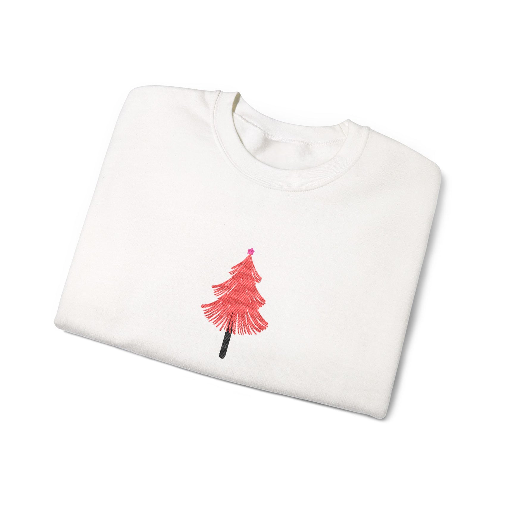 Embroidered Tree Sweatshirt Christmas Tree Pullover Gift For Her Crewneck Christmas Top Maximalist Festive Apparel Girly Winter Pullover
