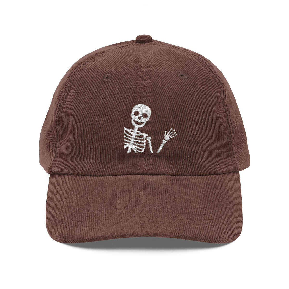 Embroidered Cap Skeleton Corduroy Hat Summerween Outfit Cap Spooky Festival Hat Cute Skull Hat Gift For His Birthday Gift For Skeleton Lover