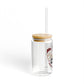 Christmas Crew Glass Cup Gift For Sister Holiday Sipper With Bamboo Lid Festive Drinkware Present For Best Friend Family Party Style Charm