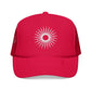 Embroidered Sun Hat For Summer Cap For Surfers Gift Surf Hat Radiant Sunburst Embroidered Foam Hat Red Trucker Hat For Beach Goers Gift