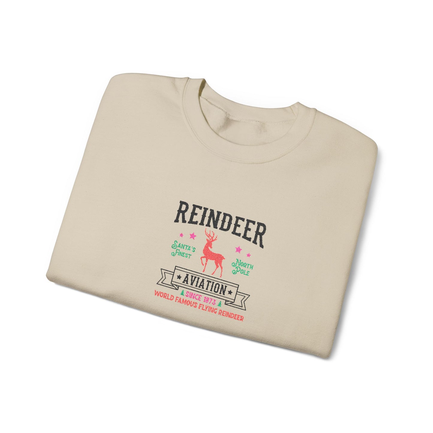 Vintage Reindeer Sweatshirt Retro Christmas Crewneck Embroidered Holiday Pullover North Pole Winter Gift For Her Cozy Seasonal Jumper Xmas