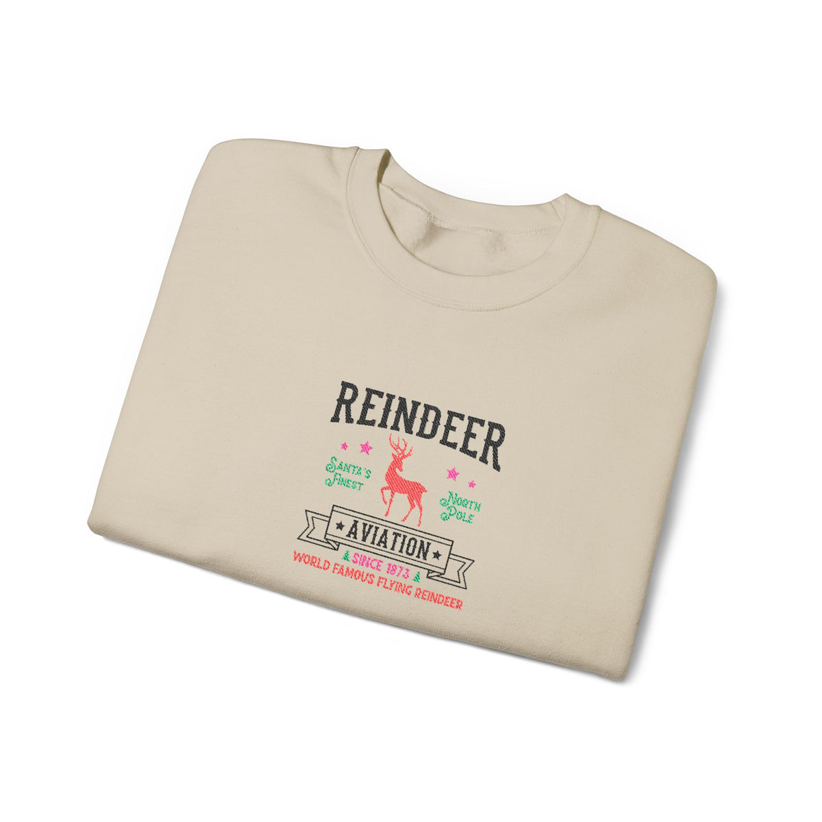 Vintage Reindeer Sweatshirt Retro Christmas Crewneck Embroidered Holiday Pullover North Pole Winter Gift For Her Cozy Seasonal Jumper Xmas