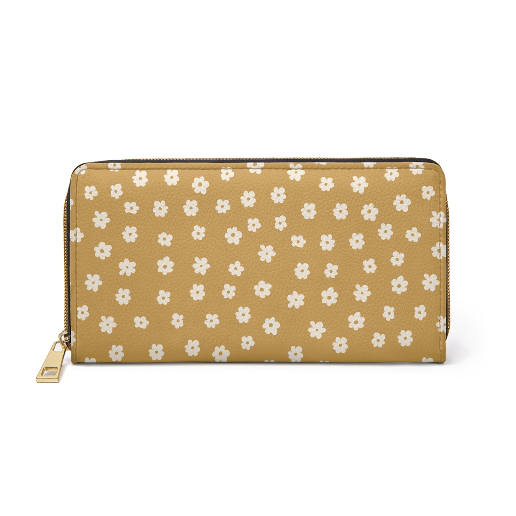 Mustard Yellow Floral Boho Zipper Wallet Bohemian Purse With Flowers Purse Minimal Design Floral Autumn Purse Fall Fashion Accessories Boho