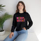Merry & Bright Embroidered Christmas Sweatshirt For Women Cozy Holiday Crewneck Sister Cute Festive Pullover Winter Gift Christmas Outfit