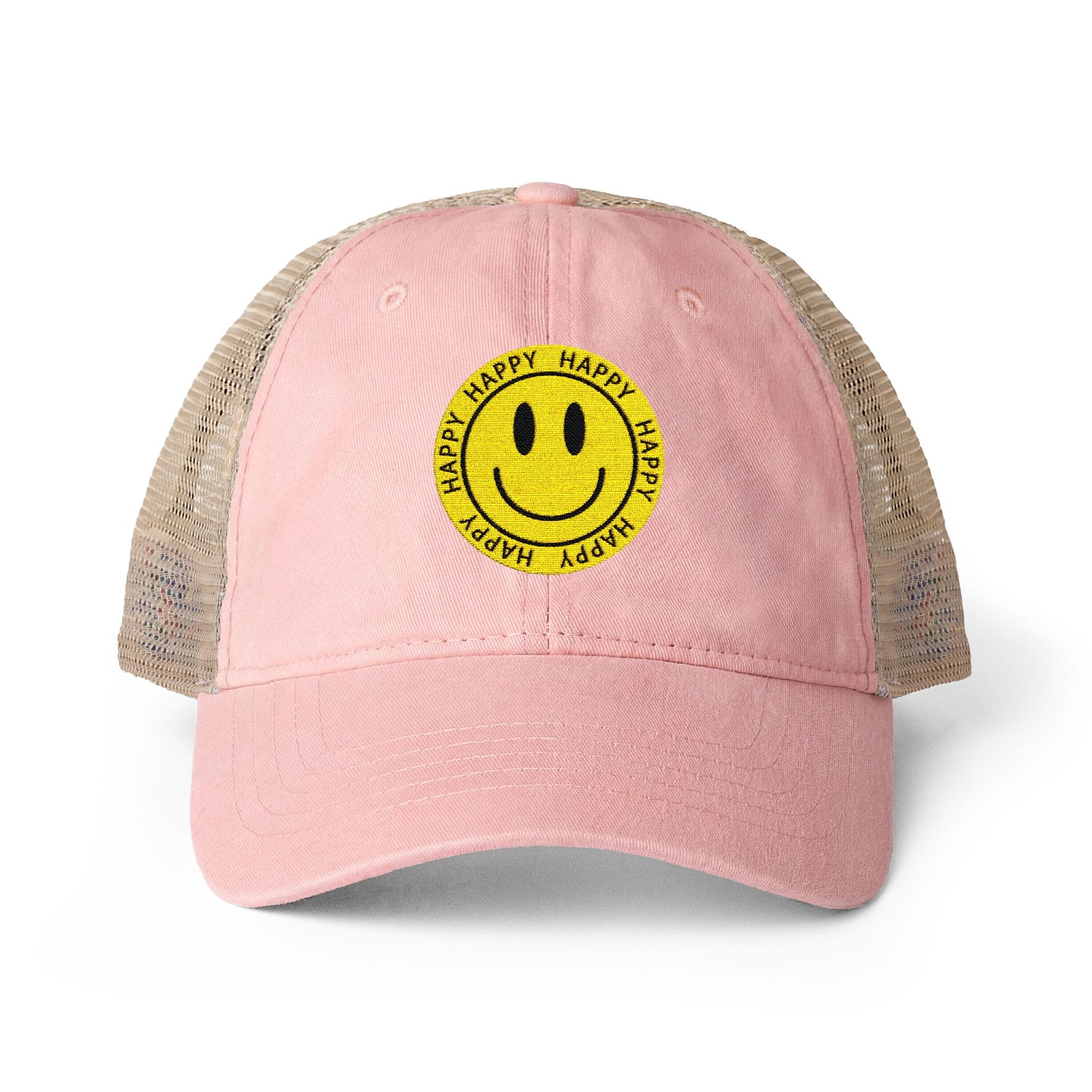Smiley Face Trucker Hat Happy Cap Aesthetic Hat Cute Summer Hat Mesh Back Cap Gift for Her Trendy Casual Cap Smile Hat