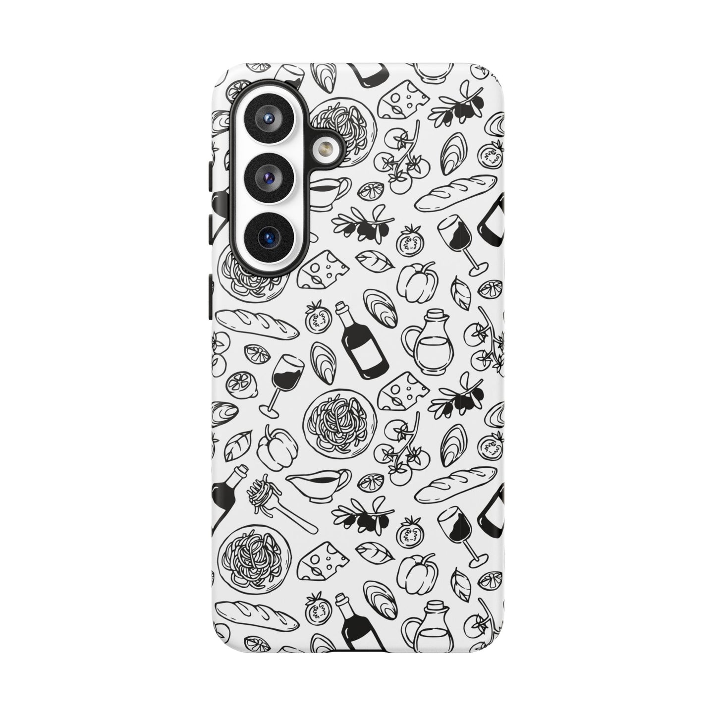 Italian Food Phone Case for Women Minimal Black White Cover Cute Pasta Lover Gift Chic European Style Accessory Case Gift For Traveler Italy
