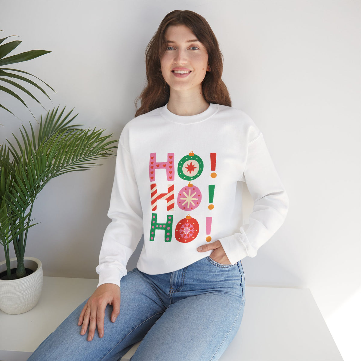 Colorful Ho Ho Ho Christmas Sweatshirt Cute Holiday Crewneck For Girlfriend Gift Fun Festive Pullover Winter Gift For Women Seasonal Top