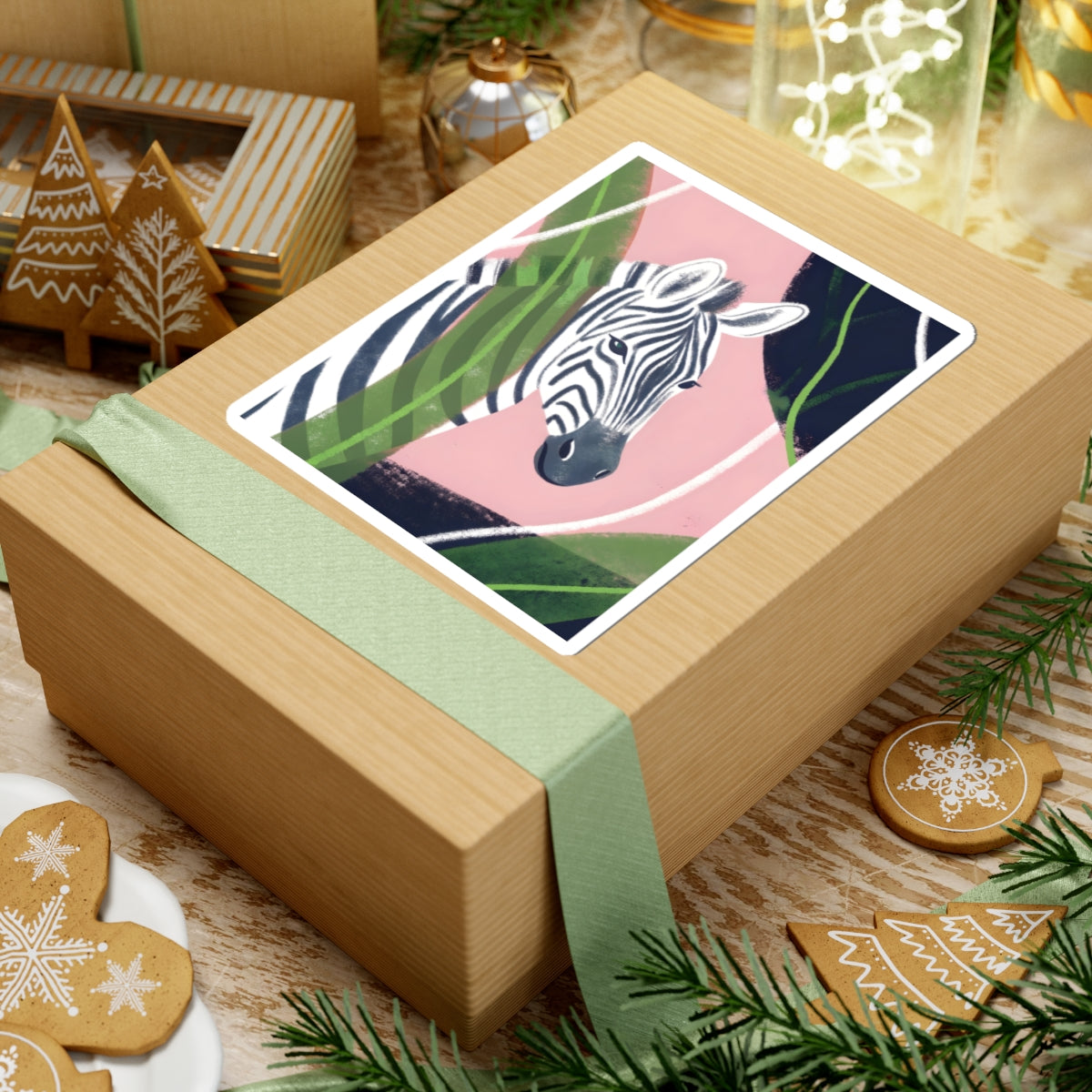 Pink Tropical Zebra Sticker | Kiss-Cut Vinyl Laptop Decal