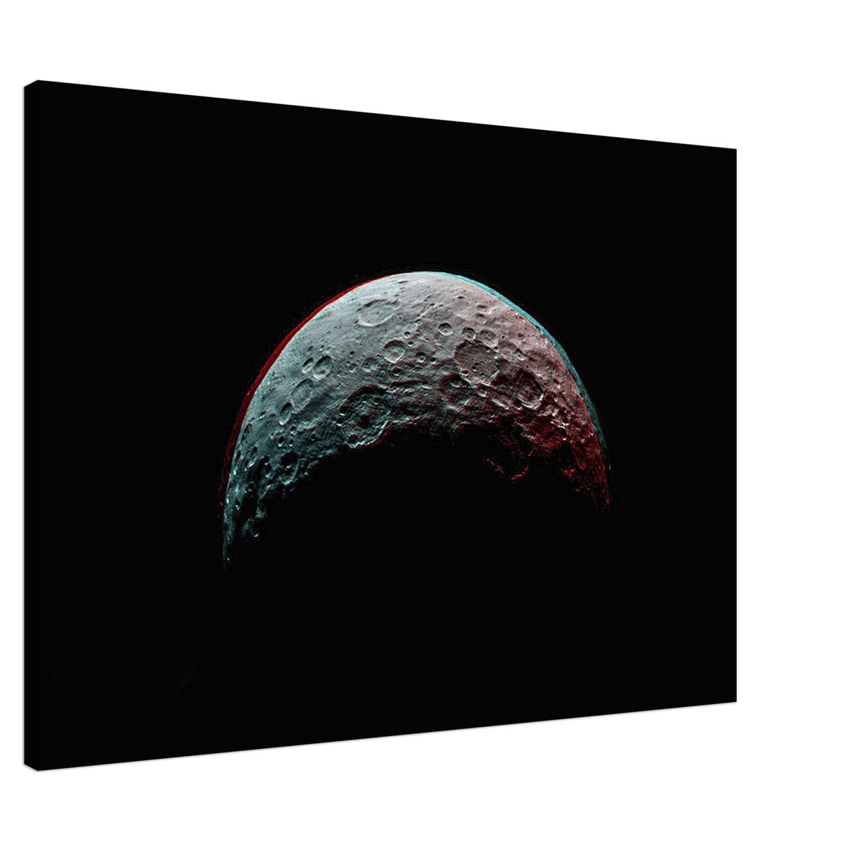 Cosmic Anaglyph Moon Canvas Print - Captivating 3D Lunar Art PD_23