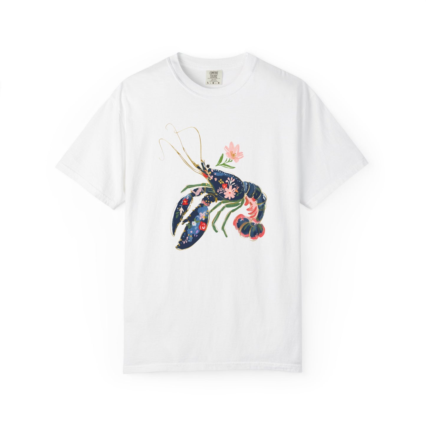 Floral Lobster T Shirt Nautical Sea Life Tee Coastal Gift For Sister Botanical Ocean Graphic Beach Vacation Clothing Everyday Summer Style