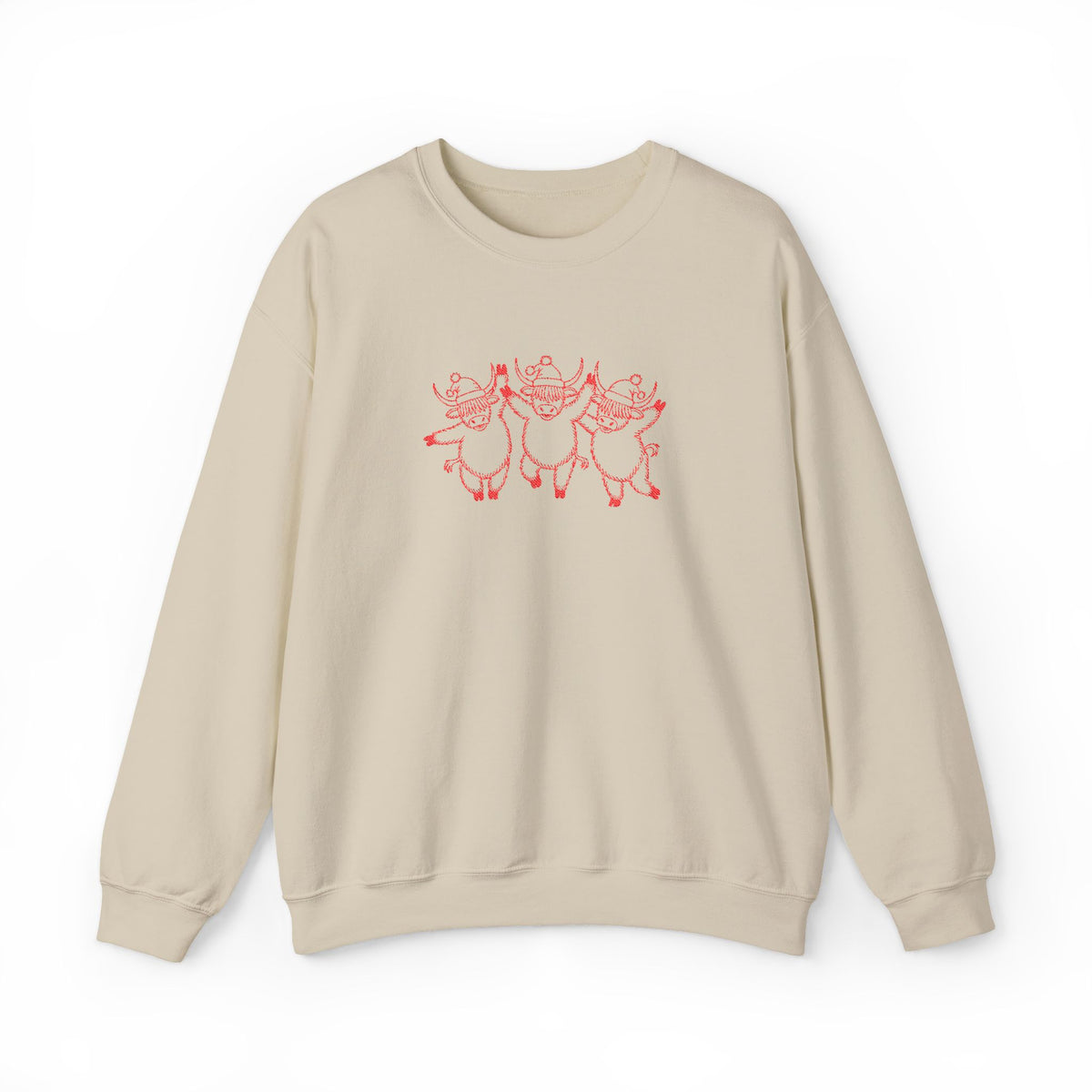 Dancing Highland Cow Christmas Sweatshirt Gift For Girlfriend Holiday Present For Mom Cute Festive Winter Pullover Top Seasonal Outfit Style