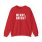 Merry Bright Christmas Sweatshirt Gift For Mom Holiday Crewneck Present For Sister Festive Typography Pullover Cozy Winter Outfit Top Style