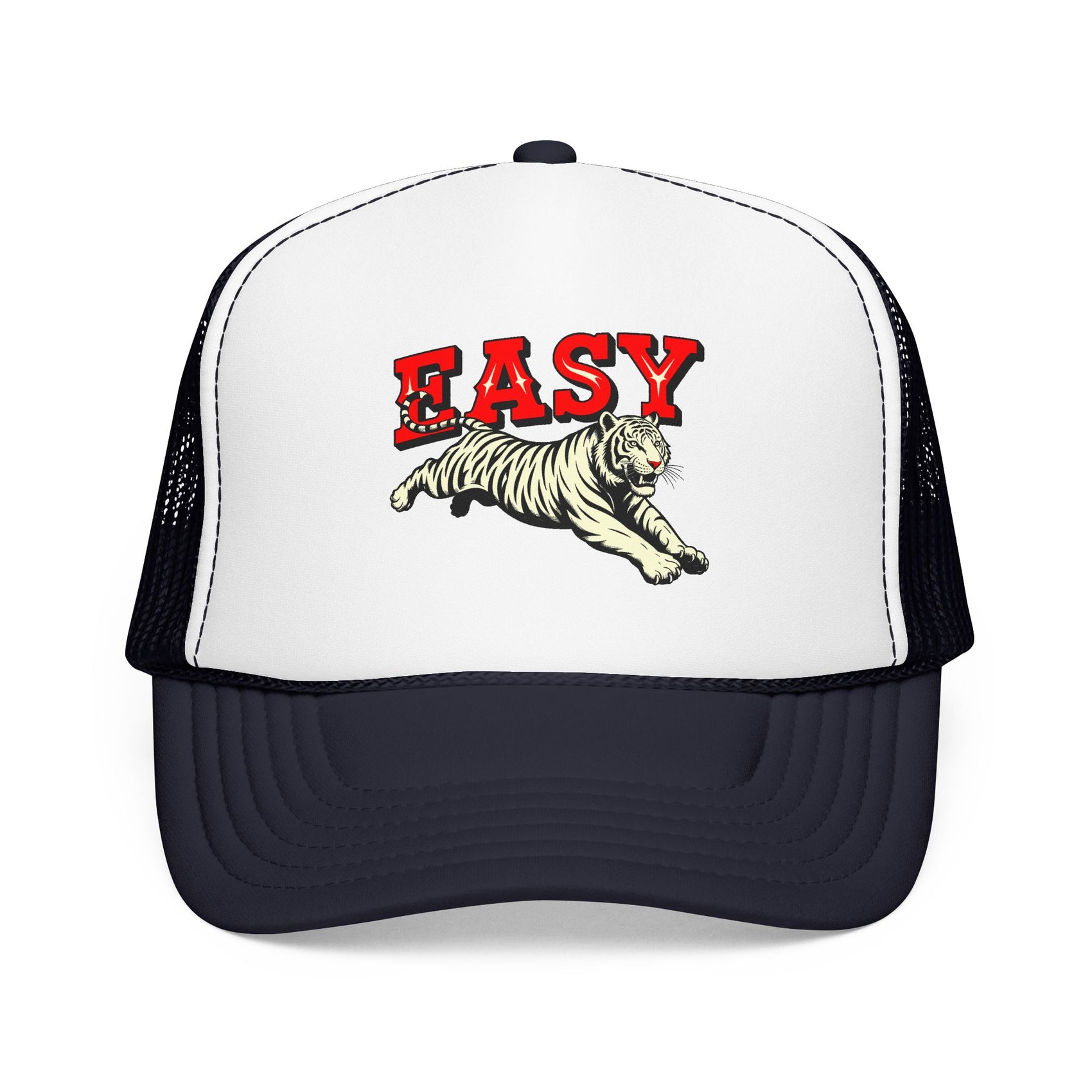 Easy Tiger Trucker Hat For Men White Animal Cap Gift For  Mom Tiger Lover Retro Sport Hat Casual Summer Outfit Cap for Sister