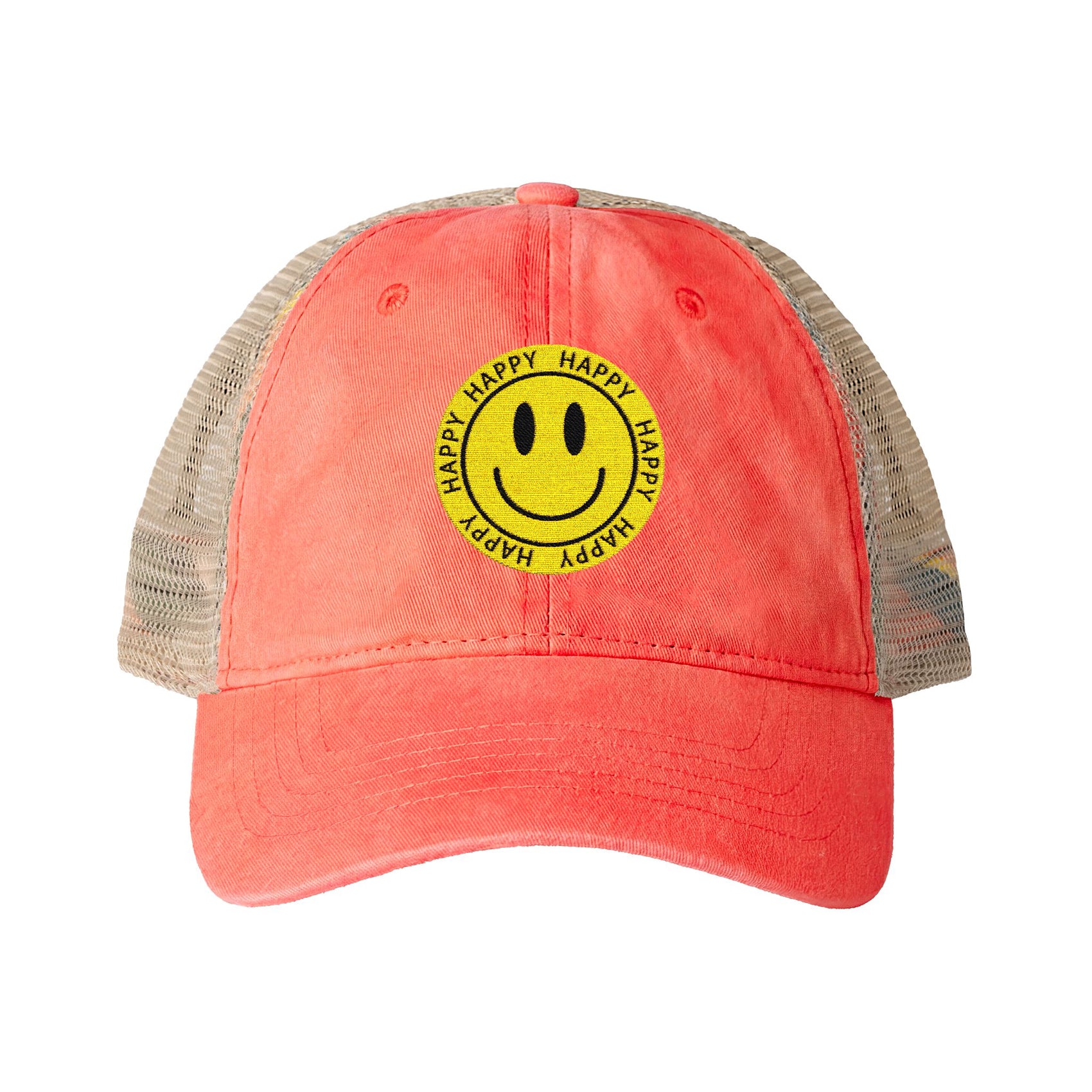 Smiley Face Trucker Hat Happy Cap Aesthetic Hat Cute Summer Hat Mesh Back Cap Gift for Her Trendy Casual Cap Smile Hat
