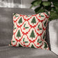 Christmas Tree Pillowcase Gift For Mom Holiday Cushion Cover Present For Sister Red Bow Faux Suede Winter Home Decor Cozy Sofa Accent Style