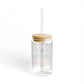 Family Christmas Glass Cup Gift For Mom Holiday Iced Coffee Tumbler Present For Grandma Bamboo Lid Sipper Festive Memory Drinkware Style
