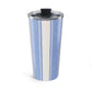 Blue Striped Coastal Tumbler for Beach Lovers Nautical Travel Mug Summer Vacation Gift Ocean Inspired Coffee Cup Gift For Her Birthday