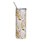 Honey Bees Tumbler Gift For Bee Lovers Cup Floral Tumbler Yellow Steel Straw, Spring Flower Drinkware Picnic Essentials Bee keeping Gift