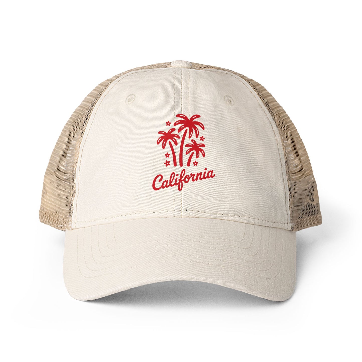 California Palm Tree Hat Gift For Surfer Vintage Beach Cap Coastal Vacation Hat Summer Trucker Cap Retro Surf Hat Womens Travel Gift Sun Hat