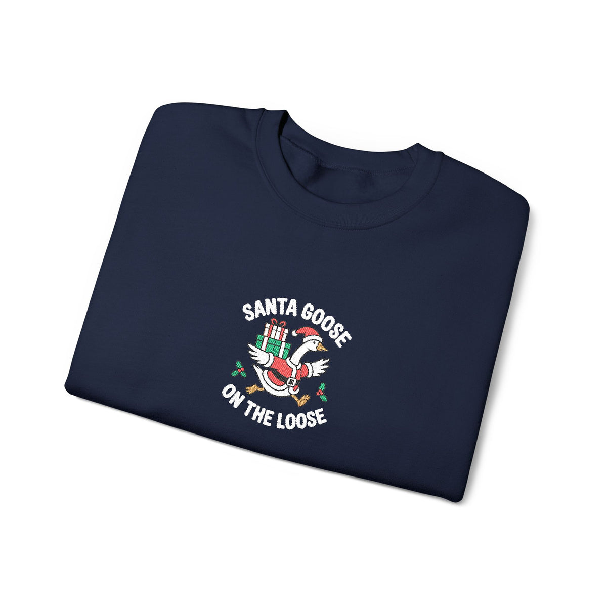 Santa Goose Christmas Sweatshirt Gift For Wife Holiday Crewneck Present For Girlfriend Funny Graphic Pullover Cozy Seasonal Outfit Top Style