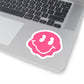 Dripping Pink Smiley Emoji Decal For Waterbottle Stickers, Smiling Face Kiss-Cut Stickers, Happy Planner Stickers For Phone Emoji Kiss Cut