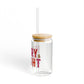 Merry Bright Glass Cup Gift For Cousin Christmas Sipper Present For Teacher Bamboo Lid Tumbler Cute Winter Drinkware Festive Daily Style