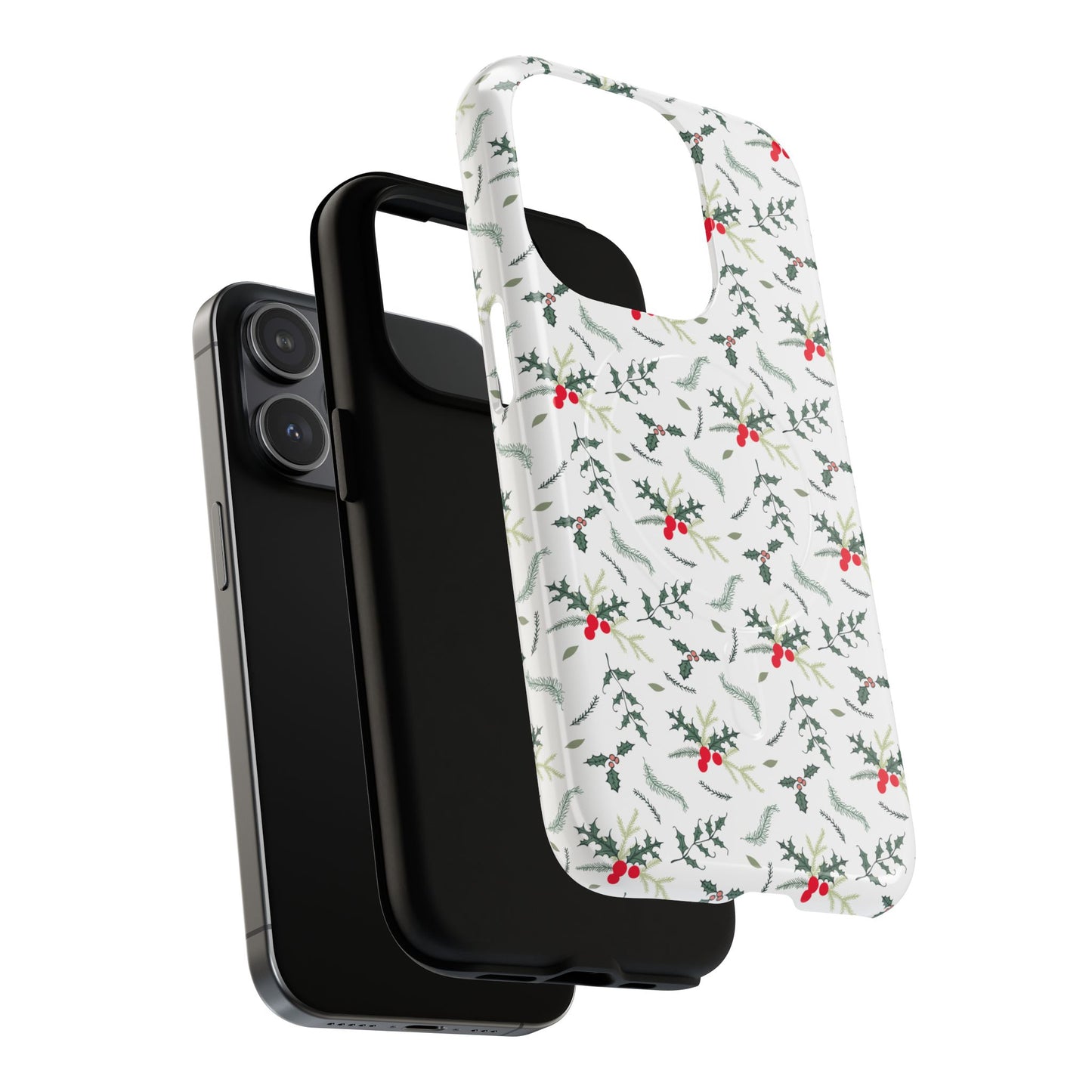 Holly Berry Christmas Phone Case Gift For Sister Magnetic iPhone Cover Winter Botanical Pattern Tough Protective Accessory For Her Style