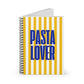 Pasta Lover Notebook, Italian Food Journal, Funny Foodie Gift, Yellow Striped Aesthetic Notebook, Cooking Notes Journal Summer Theme