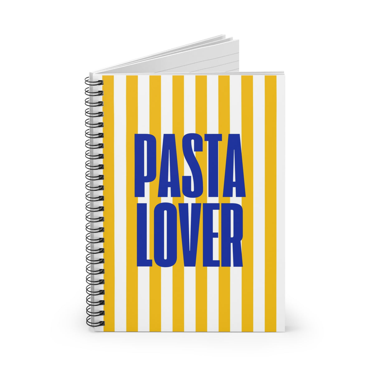 Pasta Lover Notebook, Italian Food Journal, Funny Foodie Gift, Yellow Striped Aesthetic Notebook, Cooking Notes Journal Summer Theme