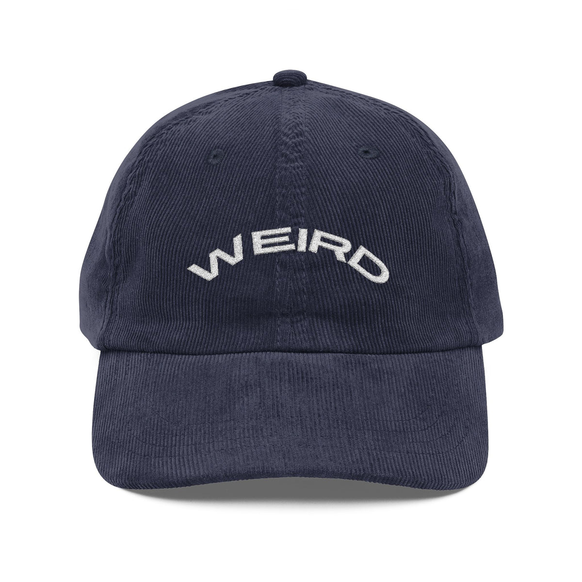 Embroidered Hat Gift For Him Minimal Text Brown Corduroy Cap Bold Statement Streetwear Aesthetic Outfit Casual Everyday Wear Unique Gift Idea