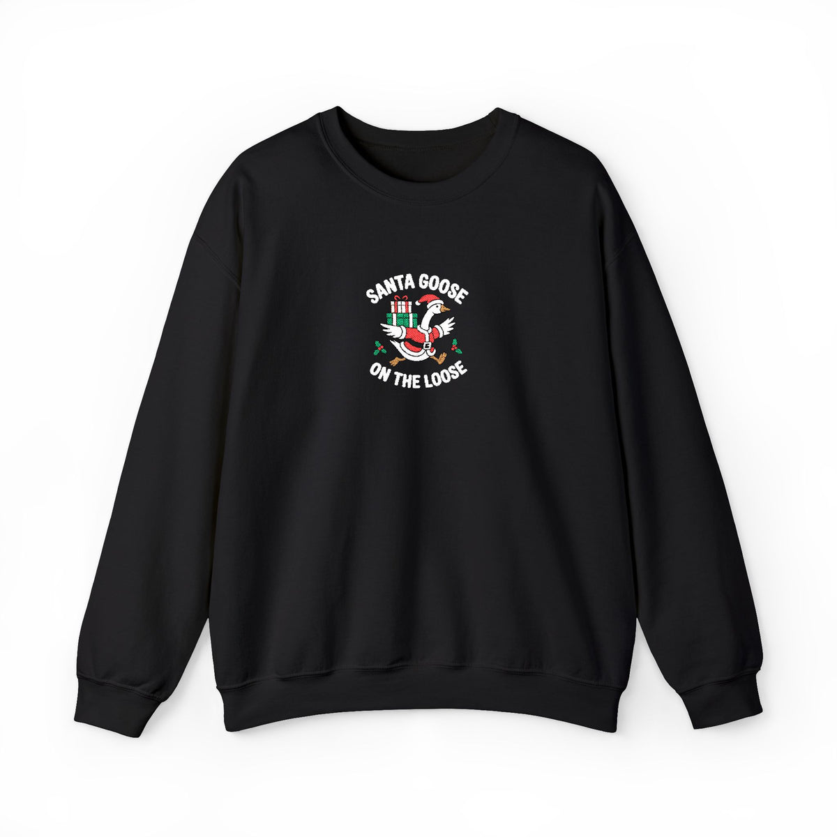 Santa Goose Christmas Sweatshirt Gift For Sister Holiday Crewneck Present For Wife Funny Graphic Pullover Olive Seasonal Outfit Top Style